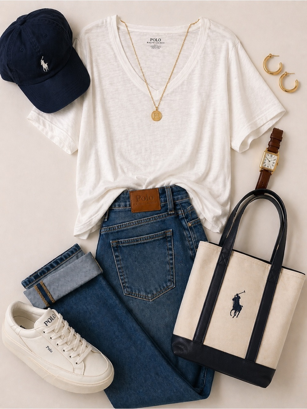 Polo by Ralph Lauren White V-Neck Short Sleeve Tee